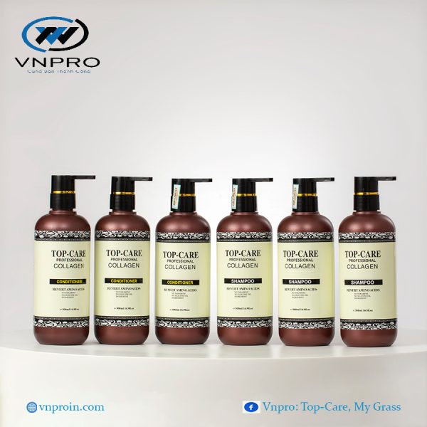 Cặp dầu gội xả Top-Care Collagen 500ml hỗ trợ phục hồi tóc