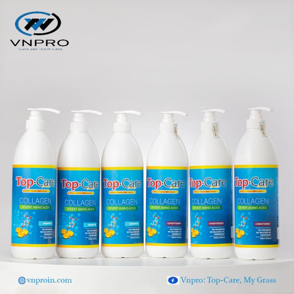 Cặp dầu gội xả Top-Care Collagen 950ml hỗ trợ phục hồi tóc